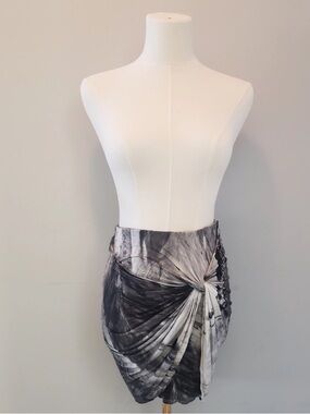 Helmut Lang Black & Gray Tie-Dye Knot Front Mini Skirt Size S